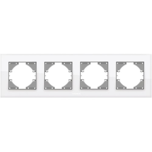 Рамка Videx BINERA біле скло 4 поста (VF-BNFRG4H-W)