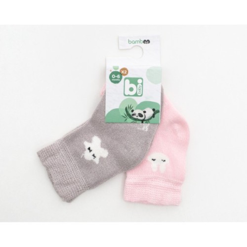 Шкарпетки дитячі Bibaby із зайчиком (68384-0-6-pinkgray)