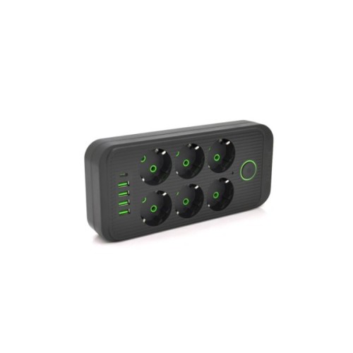 Мережевий фільтр живлення Voltronic F06U, 6 роз EU, 4USB Black (F06U-Black)