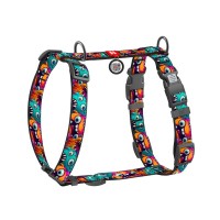 Шлея для собак WAUDOG Nylon анатомічна H-подібна з QR-паспортом "Зубасті монстри" пластиковий фастекс, M (344-4048)