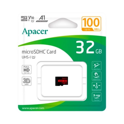 Карта пам'яті Apacer 32GB microSD class 10 UHS-I V10 A1 (AP32GMCSH10UB-RA)