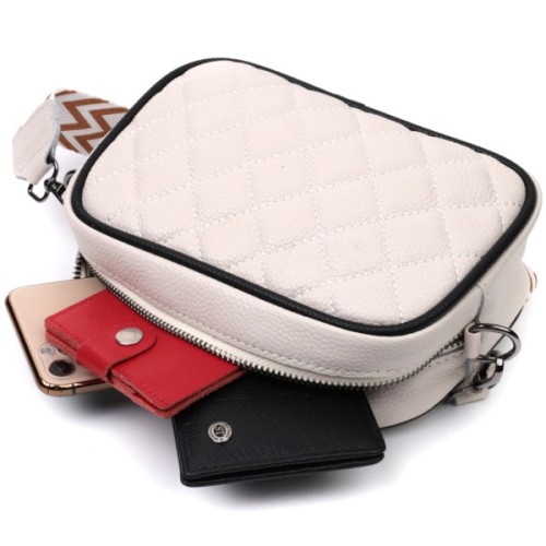 Сумка Vintage Жіноча через плече на одне відділення із натуральної шкіри Біла (22383)