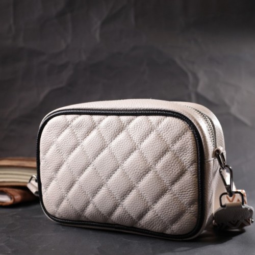 Сумка Vintage Жіноча через плече на одне відділення із натуральної шкіри Біла (22383)