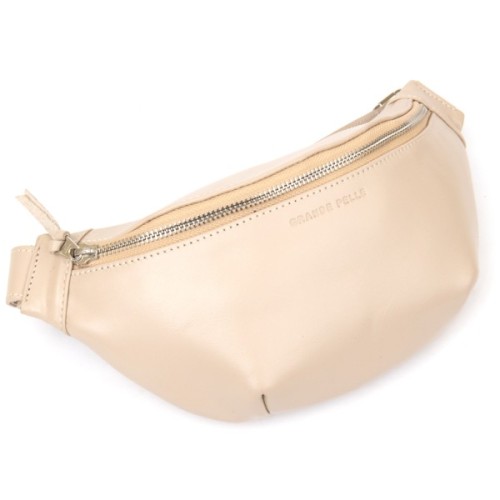 Сумка Grande Pelle Шкіряна на пояс Бежева (11357)