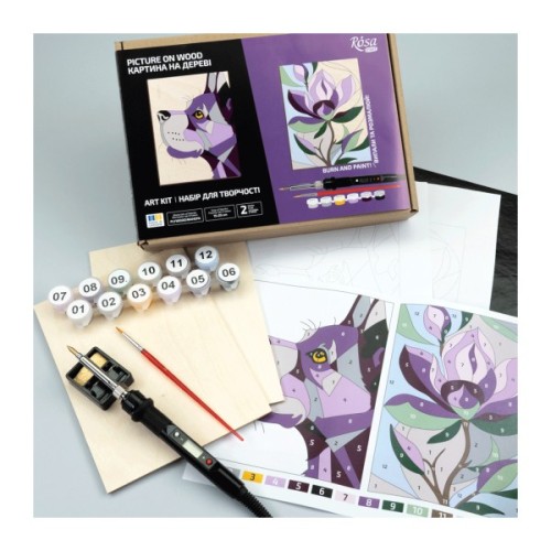 Набір для творчості Rosa Start Dog and Flower випалювання картини на дереві, в коробці (4823098544685)