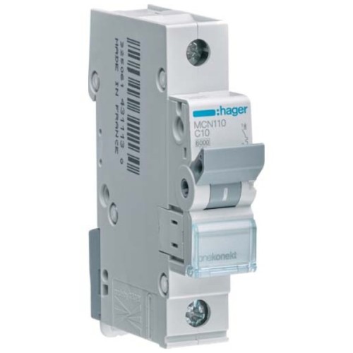 Автоматичний вимикач Hager 1-п. C 10A (6kA) 1M (A) (MCN110)