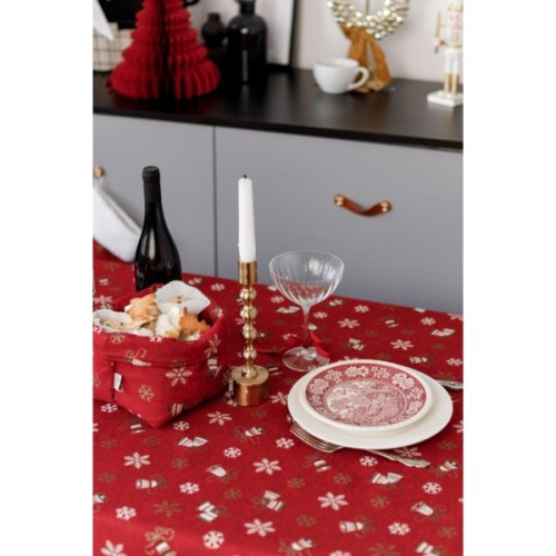 Скатертина Прованс Дзвіночки на червоному 136х136 см (036856)