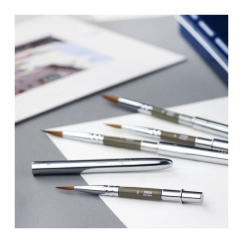 Пензлик для малювання Rosa Мікс соболь/синтетика круглий, TRAVEL BRUSH, LAKE 178, № 4 (4823098516873)