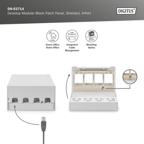 Патч-панель настільна, 4 порти, модульна Digitus (DN-93714)
