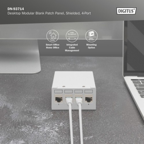 Патч-панель настільна, 4 порти, модульна Digitus (DN-93714)