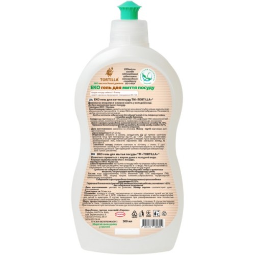 Засіб для ручного миття посуду Tortilla Еко гель 500 мл (4820178060899)