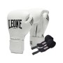 Боксерські рукавички Leone GN111 The Greatest White 16 унцій (бинти в комплекті) (GN111_White_16oz)