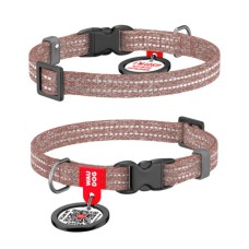 Нашийник для тварин WAUDOG Re-cotton з QR паспортом для котів та дрібних порід собак XS коричневий (16406)