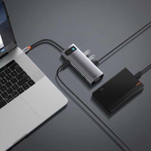 Концентратор Baseus USB3.1 Type-C to USB C(PD)100W/HDMI 4K 30Hz/VGA/USB3.2/RJ45/SD+TF,9in1 Grey (CAHUB-CU0G)