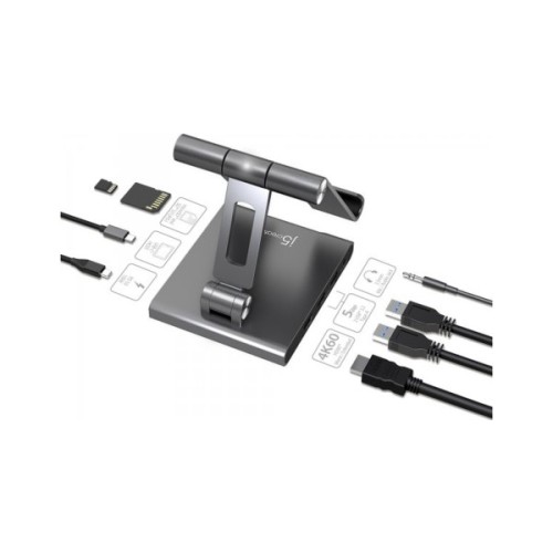 Порт-реплікатор J5create Dock-Station Ipad USB-C 8-in-1 (HDMI/PD/картридер/USB-A/USB-C/Audio) (JTS224-N)
