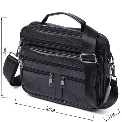 Сумка Vintage Шкіряна чоловіча Чорна (20669)