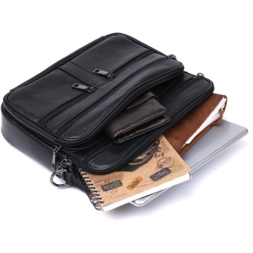 Сумка Vintage Шкіряна чоловіча Чорна (20669)