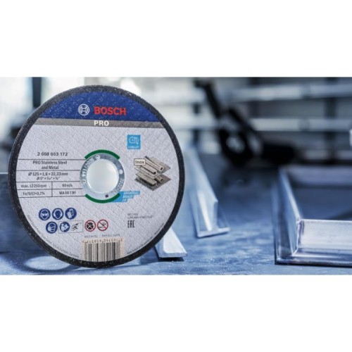 Круг відрізний Bosch Professional, для нержавіючої сталі та металу, 125×1.6×22.23 mm, 100 шт (2.608.626.114)