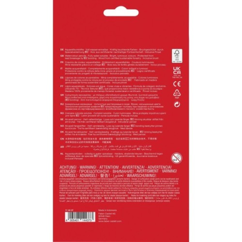 Олівці кольорові Faber-Castell акварельні, 36 кольорів зі стругачкою та пензликом 114437 (25451)