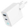 Зарядний пристрій Gembird 1xUSB-C PD30W + 1xUSB QC3.0 LED white (TA-UC-PDQC30L-W-01)