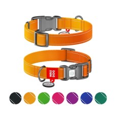 Нашийник для тварин WAUDOG Nylon Mono з QR паспортом, пластиковий фастекс S помаранчевий (52094)
