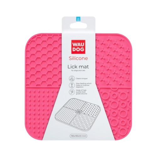 Універсальний посуд для тварин WAUDOG Silicone Килимок для злизування 19х19х1 см рожевий (23527)