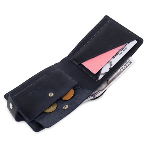 Портмоне Grande Pelle Шкіряне Темно-синє (11519)