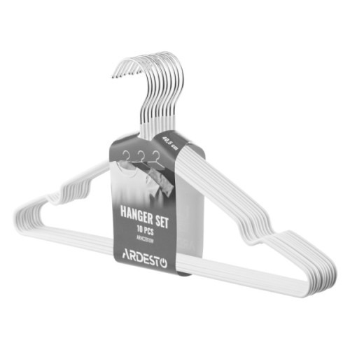 Плічка Ardesto Металеві з ПВХ покриттям Білі 40.5 см 10 шт. (ARHC2810W)