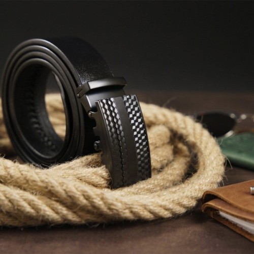 Ремінь Vintage Чоловічий з автоматичною пряжкою мозаїка Чорний (20299)