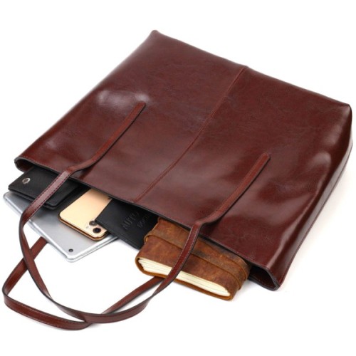 Сумка Vintage Шоппер з натуральної шкіри Коричнева (22103)