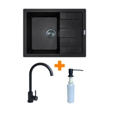 Мийка кухонна Adamant Anila чорний + змішувач та дозатор (182496900303)