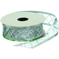 Стрічка на ялинку Jumi 2,5 см x 4,5 м, поліестер, срібна кайма (5900410379879)