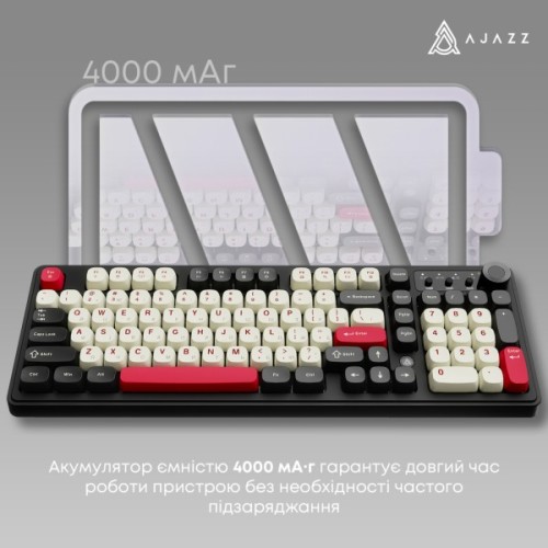 Клавіатура Ajazz AF98 Plus Wireless/Bluetooth/USB UA Black/White/Red (AF98-PLUS-BSR)