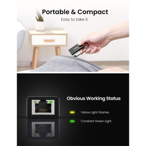 Перехідник USB 2.0 AM to RJ45 Ethernet 100Mbps CR110 Ugreen (20254)