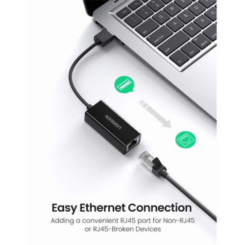 Перехідник USB 2.0 AM to RJ45 Ethernet 100Mbps CR110 Ugreen (20254)
