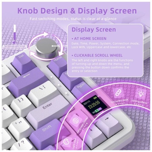 Клавіатура Attack Shark X85PRO RGB Wireless/Bluetooth/USB UA Lavender (X85PROL_AS)