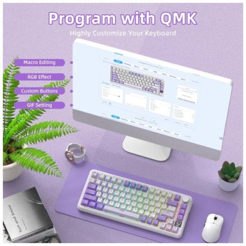 Клавіатура Attack Shark X85PRO RGB Wireless/Bluetooth/USB UA Lavender (X85PROL_AS)