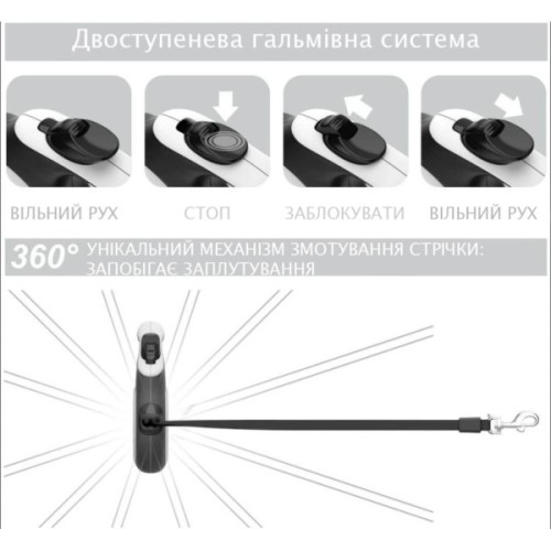 Повідець для собак WAUDOG R-leash Colors of freedom світловідбиваюча стрічка XS 3 м (380-4020)