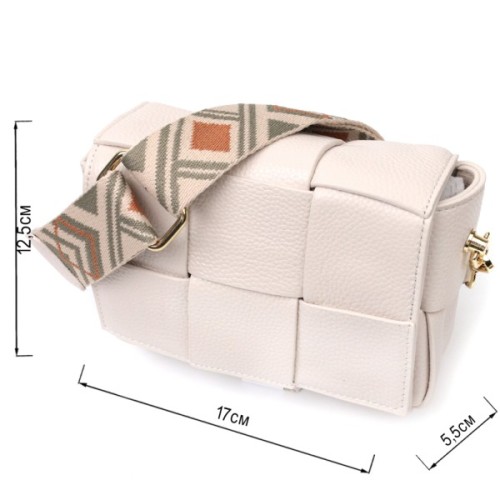 Сумка Vintage Вечірня Жіноча з переплетами з натуральної шкіри Біла (22311)