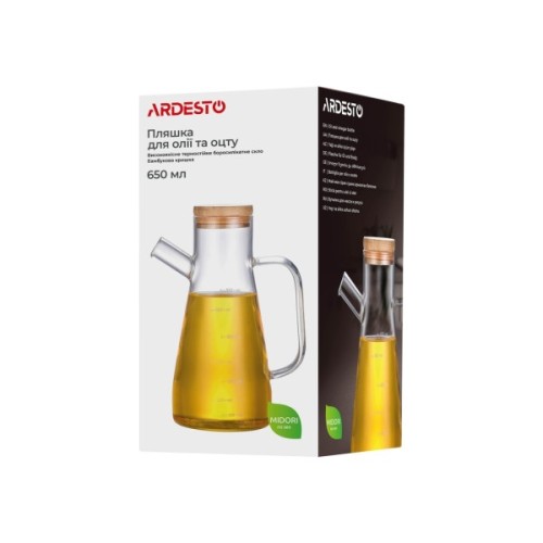 Пляшка для олії Ardesto Midori 650 мл боросилікатне скло (AR4565BB)