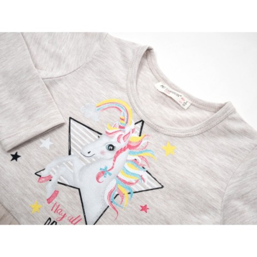 Плаття дитяче POP FASHION з фатиновою спідницею з єдинорогом (6738-98G-beige)