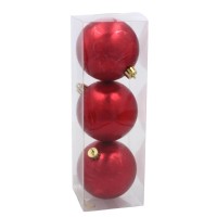 Ялинкова іграшка Chomik пластикові кульки 3 шт, 8см, червоні (5900779893870_3)