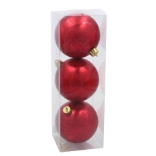 Ялинкова іграшка Chomik пластикові кульки 3 шт, 8см, червоні (5900779893870_3)