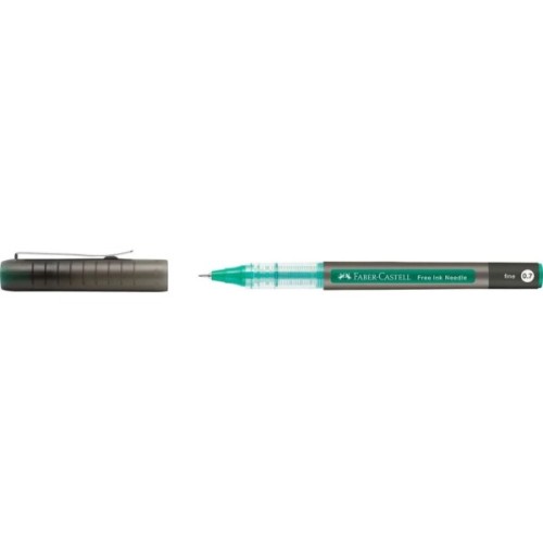 Ролер Faber-Castell Free Ink Needle Micro, колір чорнил зелений, 0,7 мм, одноразова (32961)