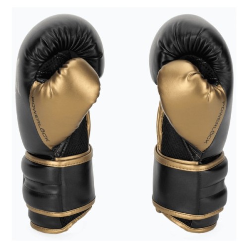 Боксерські рукавички Everlast PowerLock Boxing Training Gloves P00002661 чорний, золотий 10 унцій (009283611965)