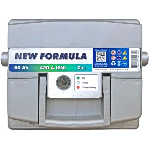 Акумулятор автомобільний NEW FORMULA 50Ah Ев (-/+) 420EN (5502204209)