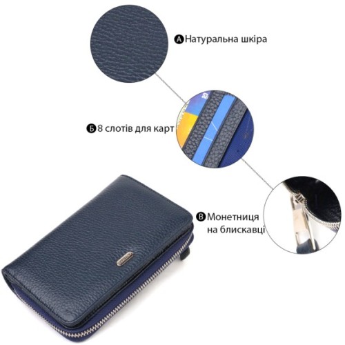 Портмоне Canpellini З натуральної шкіри Синє (21715)