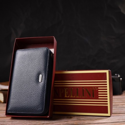 Портмоне Canpellini З натуральної шкіри Синє (21715)