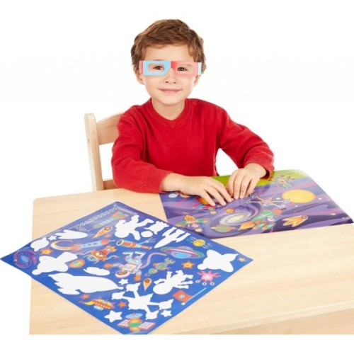 Набір для творчості Melissa&Doug Багаторазові 3D наліпки з окулярами Пригоди (MD9375)
