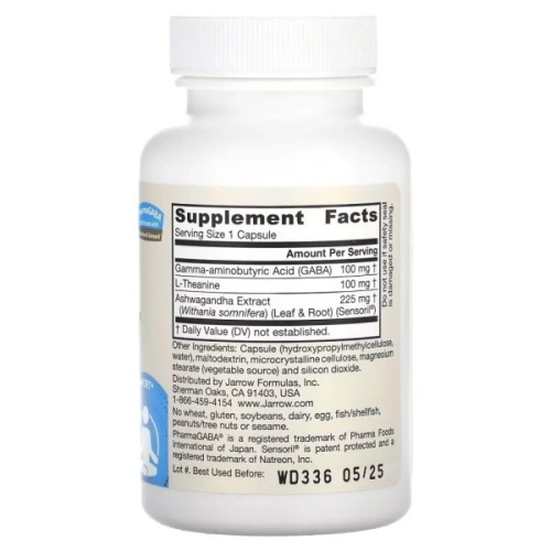 Амінокислота Jarrow Formulas GABA (Гамма-аміномасляна кислота), GABA Soothe, 30 вегетаріанс (JRW-29044)